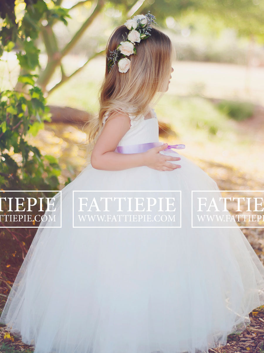Emily- Simple Ivory Lace Flower Girl Dress – Fattiepie Dresses