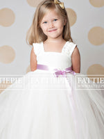 Emily- Simple Ivory Lace Flower Girl Dress